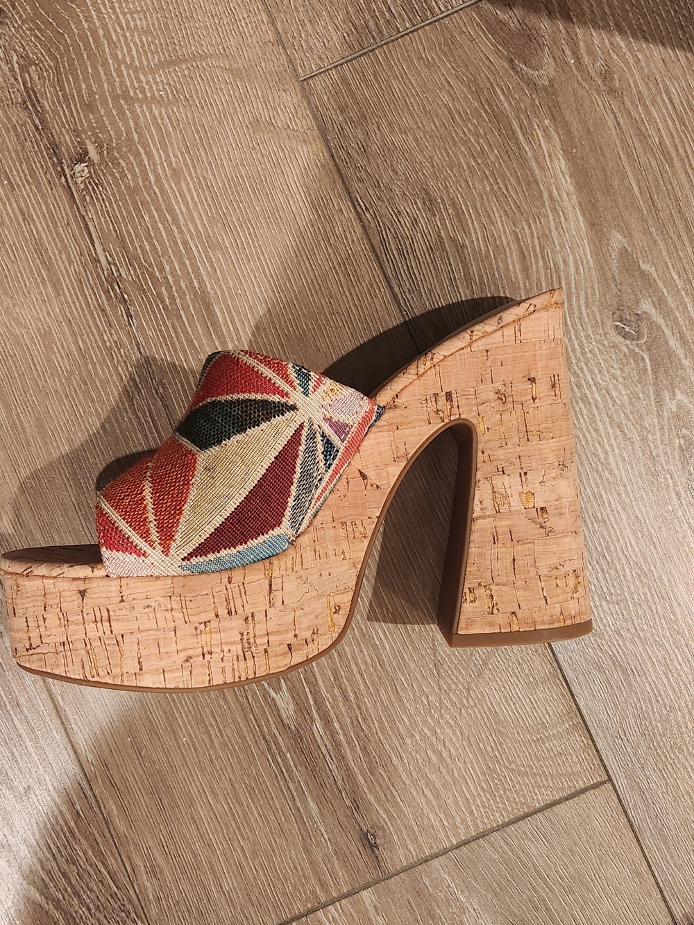 Jessica Simpson Multicolor Geometric Cork Platform Mule - Picture 3 of 4